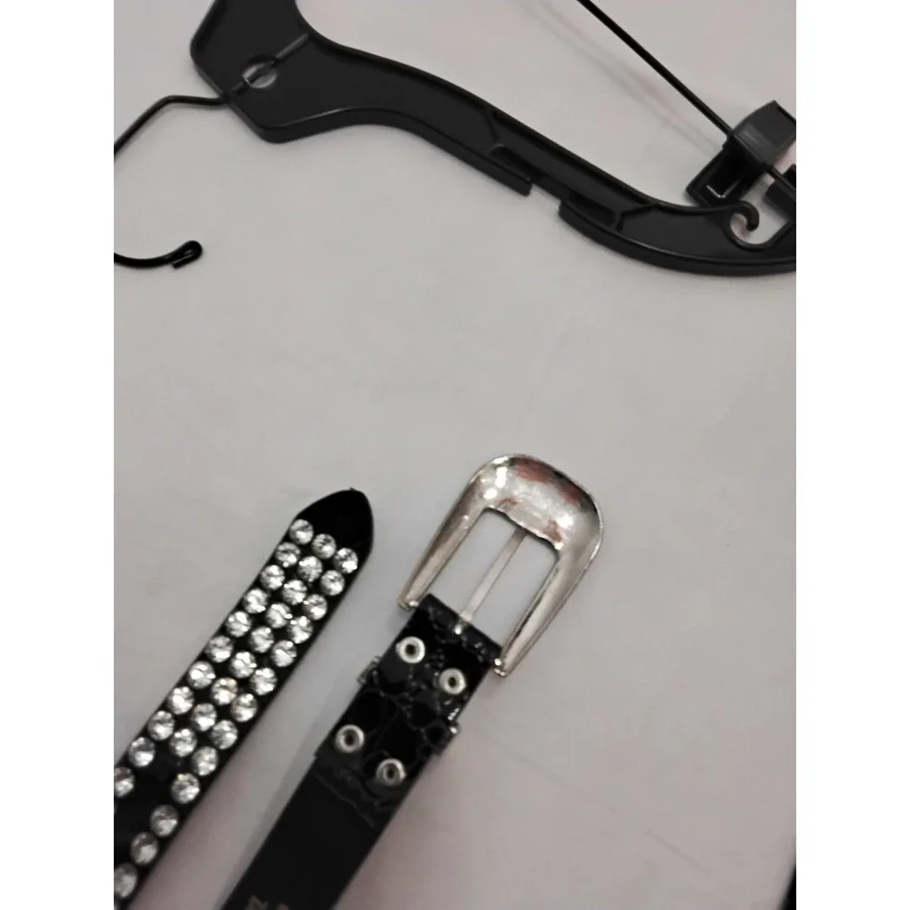 Womens  Sz XLarge Belt Leather Black Studded Cowgirl Bling